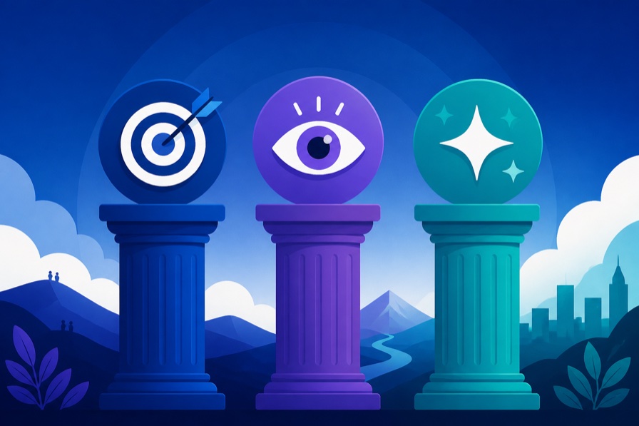 Buttons mission, vision, and values