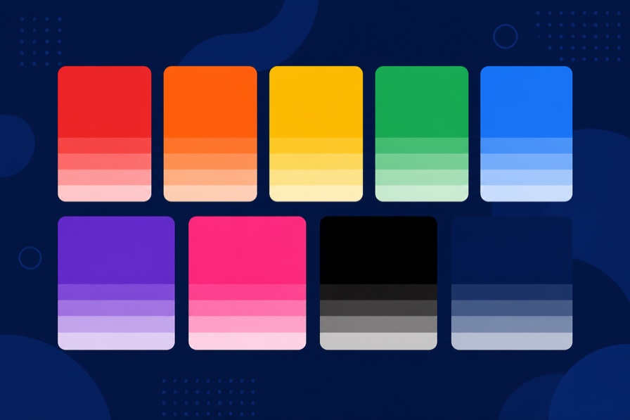 The Buttons brand color palette and themes