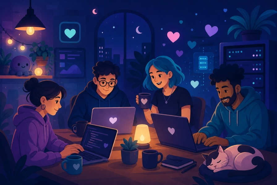 The small Buttons team building the platform with passion and late-night coffee