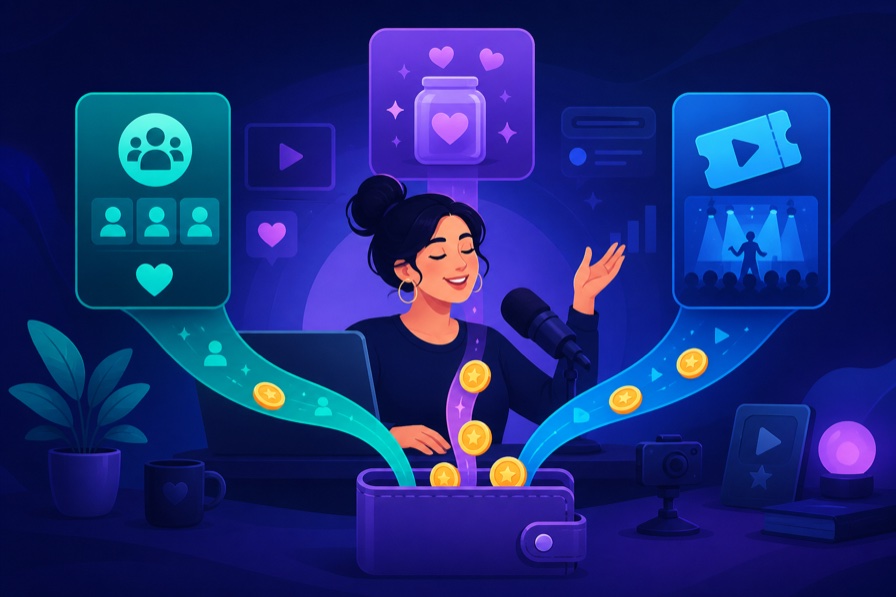 Creators earning through subscriptions, tips, and pay-per-view